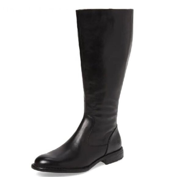 BORN NORTH BLACK Leather Wide Calf Boots 6M WC - Picture 2 of 10